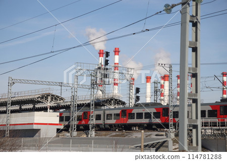 Transport infrastructure of Moscow, Shelepikha station of the Moscow Central Ring. February 2022. 114781288