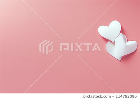 Two Paper Hearts on a Pink Background 114782090
