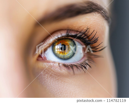 Woman eye close up, vision examination concept 114782119