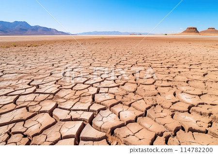 Cracked earth soil background. AI content 114782200