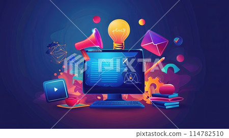 A computer with a light bulb placed on top of it, symbolizing innovation and creativity in EdTech and online education concepts. Generative AI A computer with a light bulb placed on top of it, symbolizing innovation and creativity in EdTech and online education concepts. Generative AI 114782510