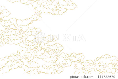 日式觸摸金雲背景。 114782670