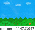 清爽的藍天和山景插畫 114783647