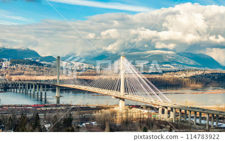 Port Mann Bridge over Fraser River. 114783922