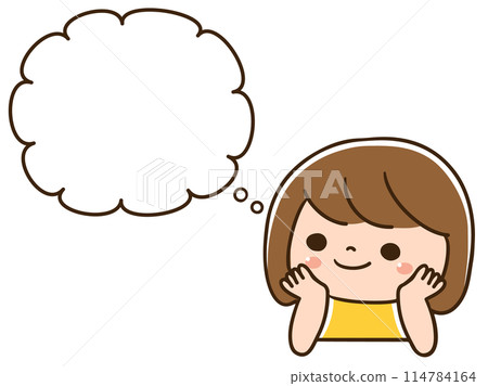 Thinking girl and speech bubble 114784164