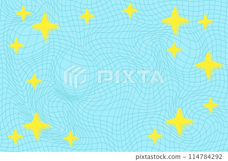 Blue abstract checkered background with yellow aura stars. Stock vector illustration in cartoon style. Blue abstract checkered background with yellow aura stars. Stock vector illustration in cartoon style. 114784292