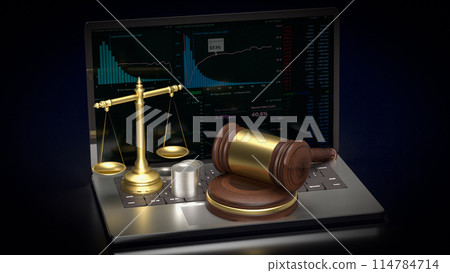 The libra on notebook  for law concept 3d rendering. 114784714