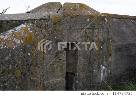 Normandy France D-Day stronghold bunker access view at Utah beach area. WWII Utah Beach. Veterans Day rememberance. High quality photograph 114784725
