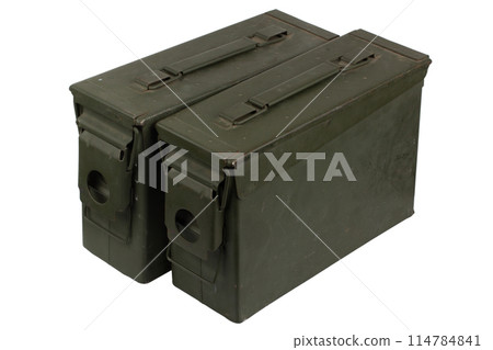 US army green metal ammo boxes. 114784841
