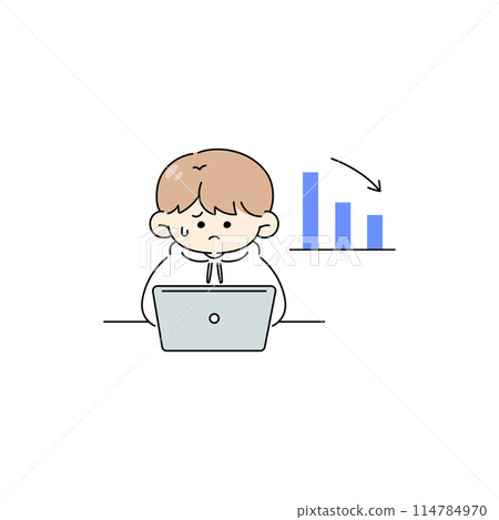 一名男子擔心銷量下降的插圖 一名男子擔心銷量下降的插圖 114784970