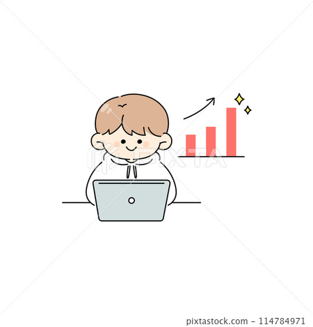 一名男子對銷量增加感到滿意的插圖 一名男子對銷量增加感到滿意的插圖 114784971