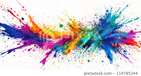Colorful splatter paint art. 114785244
