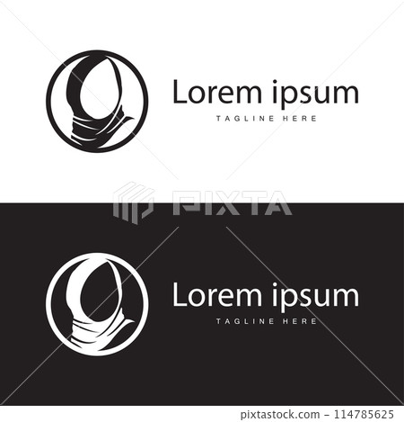 Simple Muslim clothing hijab logo design minimalist black silhouette 114785625