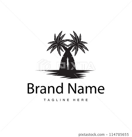 Coconut Tree Logo Design, Beach Plant Vector, Palm Tree Summer, Illustration Template 114785655