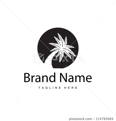 Coconut Tree Logo Design, Beach Plant Vector, Palm Tree Summer, Illustration Template 114785669