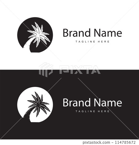 Coconut Tree Logo Design, Beach Plant Vector, Palm Tree Summer, Illustration Template 114785672