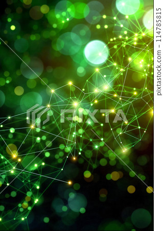 Abstract background with vibrant green tech lights. 114785815