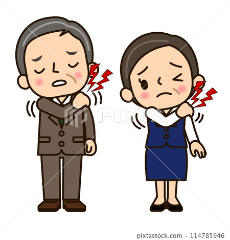 肩膀疼痛的商人和女人 114785946