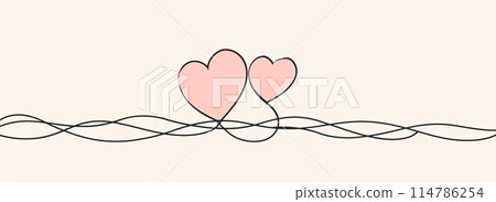 Human body art, two magenta hearts tied with string 114786254