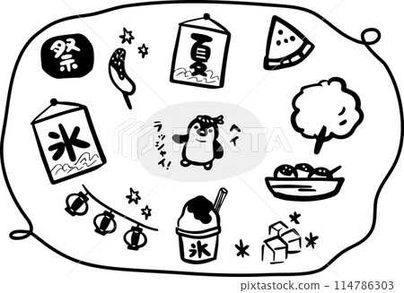 Summer festival hand drawn set illustration_penguin 114786303