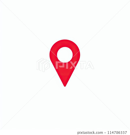 A carmine metal map pin with a hole, on white background 114786337
