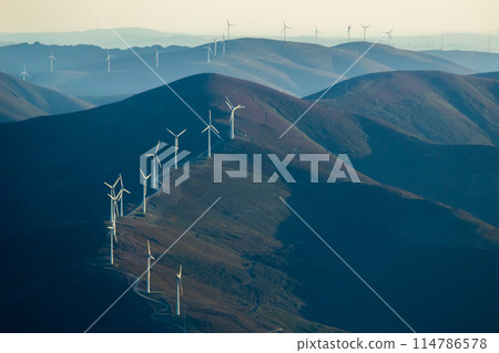 Wind Turbines in the Mountains of Portugal. Serra da Estrela Wind Turbines in the Mountains of Portugal. Serra da Estrela 114786578