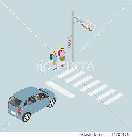 等距插圖：小學生與行人穿越道 2 114787476