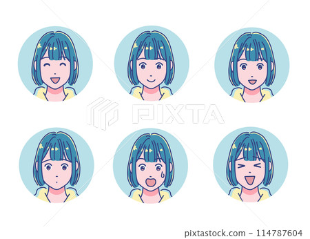 Anime style girl icon set 114787604