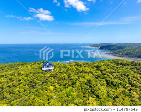Amami Oshima, Gamouzaki Tourist Park, Observatory, Aerial view Amami Oshima, Gamouzaki Tourist Park, Observatory, Aerial view 114787649