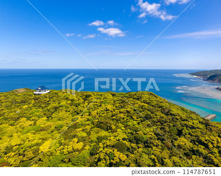 Amami Oshima, Gamouzaki Tourist Park, Observatory, Aerial view Amami Oshima, Gamouzaki Tourist Park, Observatory, Aerial view 114787651
