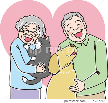 人們用心微笑_貓、狗和老年夫婦_爺爺_奶奶_70和80後 人們用心微笑_貓、狗和老年夫婦_爺爺_奶奶_70和80後 114787766