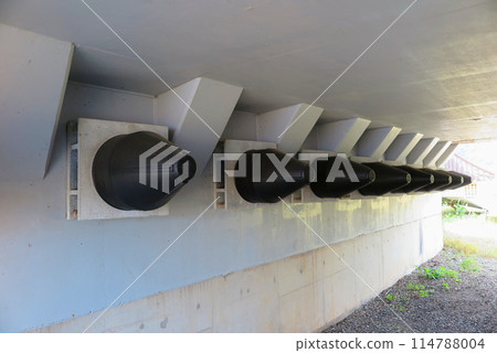 Example of bridge fall prevention device installed on an existing bridge (below the girder) 114788004