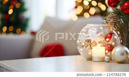 Christmas home decor, country cottage style house decoration for an English countryside home interior design, winter holiday celebration and festive atmosphere, Merry Christmas and Happy Holidays 114788276
