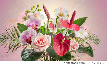 Bouquet (roses, orchids, lilies) 114788312