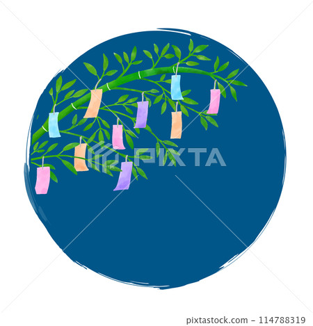 Tanabata bamboo decoration round frame 114788319