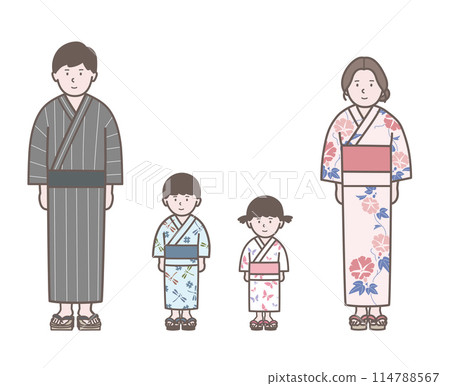 Family wearing a yukata Family wearing a yukata 114788567