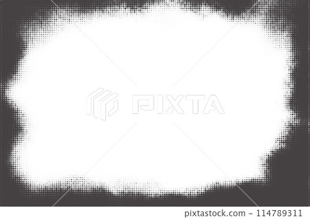 Dotted vector background with halftone effect. Comic wavy gradient border on white backdrop. Old grainy abstract frame. Retro graphic texture. Dotted vector background with halftone effect. Comic wavy gradient border on white backdrop. Old grainy abstract frame. Retro graphic texture. 114789311