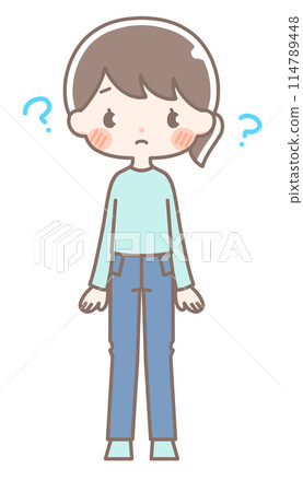 Full body | Question mark female illustration | Casual clothes Full body | Question mark female illustration | Casual clothes 114789448