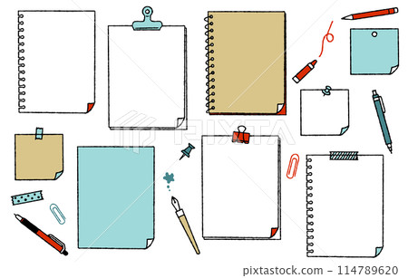 Hand-drawn cute notebook illustration set (colorful) 114789620
