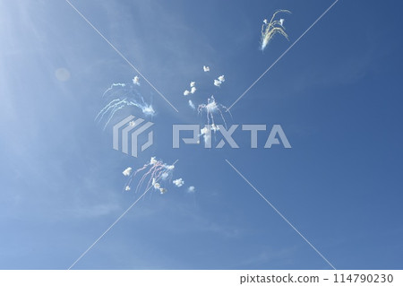 Signal for the sports day: blank shots fired into the blue sky Signal for the sports day: blank shots fired into the blue sky 114790230