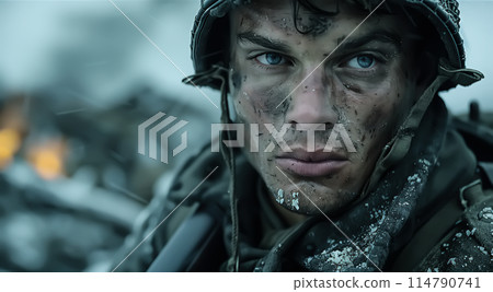 Cinematic of World War II soldiers. Military operation and War Concept. Generative Ai. 114790741