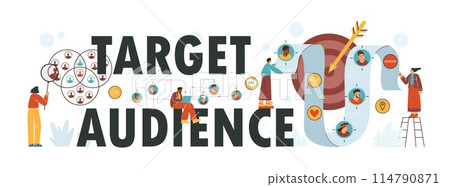 Targeted marketing vector infographics with graphs of audience engagement and achievement of marketing goals Targeted marketing vector infographics with graphs of audience engagement and achievement of marketing goals 114790871