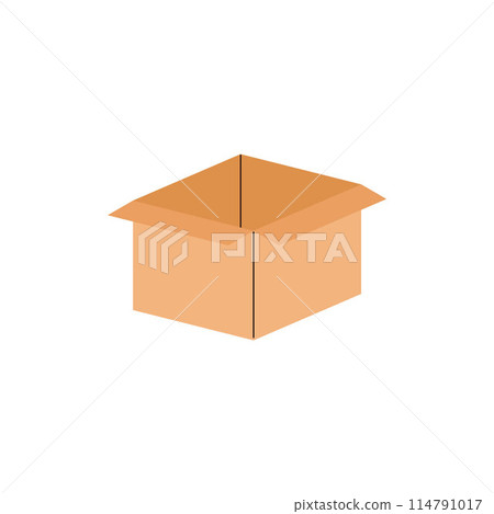 Vector illustration of cardboard boxes: an open empty box, ready to be shipped or wrapped 114791017