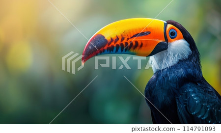 Colorful Toucan Perched on Tree Branch 114791093