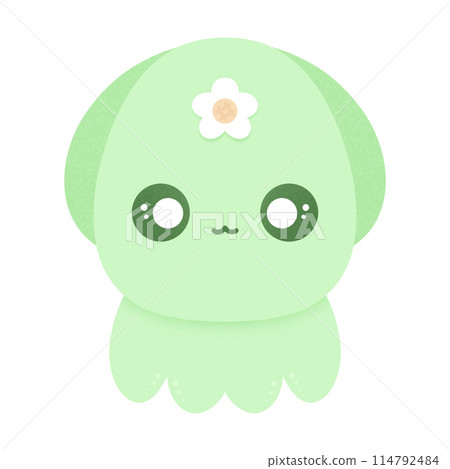 Cute Green Squid Cartoon illustration Cute Animal Cartoon Kawaii Squid 114792484