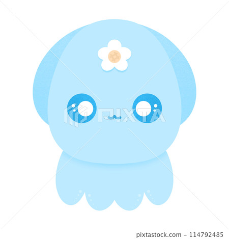 Cute Blue Squid Cartoon illustration Cute Animal Cartoon Kawaii Squid 114792485