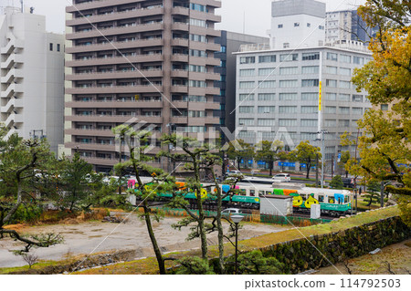 Rainy scenery at Tamamo Park in Takamatsu City Rainy scenery at Tamamo Park in Takamatsu City 114792503