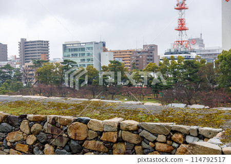 Rainy scenery at Tamamo Park in Takamatsu City Rainy scenery at Tamamo Park in Takamatsu City 114792517