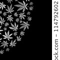 Banner, template with black and white triangle of Cannabis indica, Marijuana medicinal plant. Watercolor illustration Banner, template with black and white triangle of Cannabis indica, Marijuana medicinal plant. Watercolor illustration 114792602