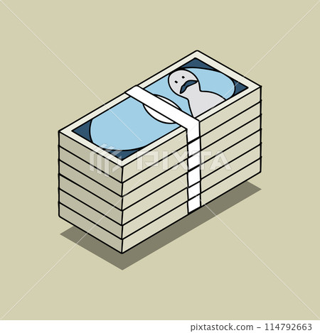 Illustration of cash, stack of bills, large sum of money 114792663